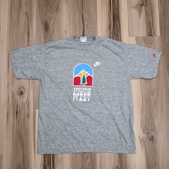 Vintage "Nike" T Shirt Men L Gray Short Sleeve Athletic West 80s Spain - Picture 1 of 9